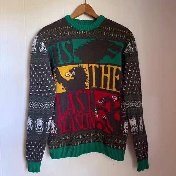 Game of Thrones Tis The Last Season Ugly Christmas Sweater Small GOT Fair Isle - Picture 1 of 7